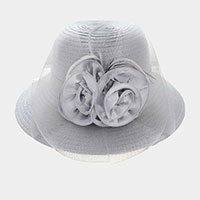 Flower Feather Accented Dressy Hat