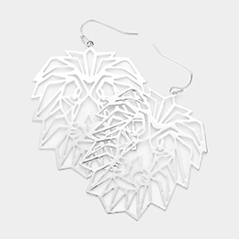 Cut Out Brass Metal Lion Dangle Earrings