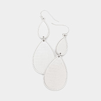 Double Metal Teardrop Link Dangle Earrings