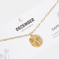 DECEMBER Gold Dipped Birth Flower Pendant Necklace