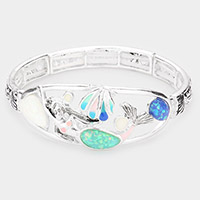 Glittered Mermaid Shell Accented Stretch Bracelet