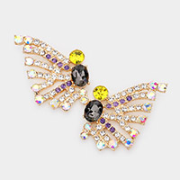 Bubble Stone Cluster Butterfly Evening Earrings