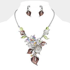 Colorful Butterfly Petal Cluster Vine Necklace