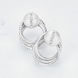 Rhinestone Embellished Triple Open Circle Layered Earrings