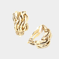 Braided Antique Metal Clip On Earrings