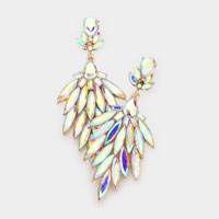 Marquise Stone Cluster Dangle Evening Earrings