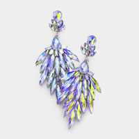 Marquise Stone Cluster Dangle Evening Earrings