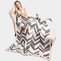 Reversible Herringbone Patterned Throw Blanket