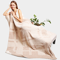 Reversible Striped Herringbone Patterned Throw Blanket
