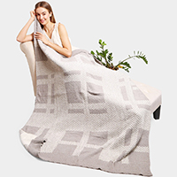 Reversible Striped Herringbone Patterned Throw Blanket