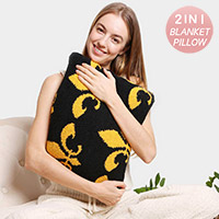 2 IN 1 Reversible Fleur de Lis Patterned Blanket / Pillow