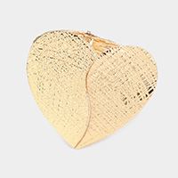 Textured Metal Heart Hinged Bracelet