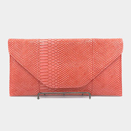 Snake Skin Patterned Envelope Clutch / Shoulder Bag