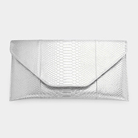 Snake Skin Patterned Envelope Clutch / Shoulder Bag