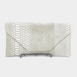 Snake Skin Patterned Envelope Clutch / Shoulder Bag