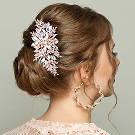 Marquise Stone Cluster Leaf Hair Comb