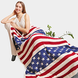 Reversible American USA Flag Throw Blanket