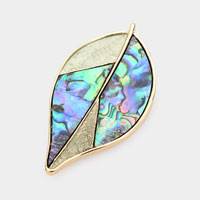 Abalone Colored Metal Leaf Magnetic Brooch