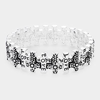 LOVE HOPE Message Metal Cross Stretch Bracelet