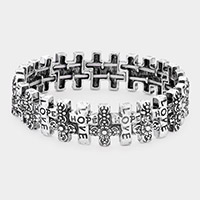 LOVE HOPE Message Metal Cross Stretch Bracelet