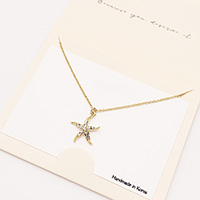Rhinestone Embellished Starfish Pendant Necklace