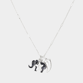 Enamel Elephant Metal Horn Star Pendant Necklace