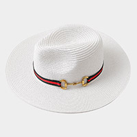 Color Block Band Straw Panama Sun Hat