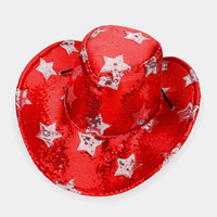 LED Light Up American USA Flag Sequin Cowboy Hat