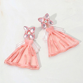 Glittered Wedding Dress Dangle Earrings