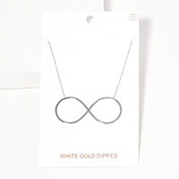 White Gold Dipped Metal Infinity Pendant Necklace