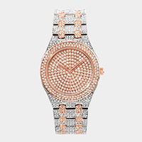 Rhinestone Embellished Metal Watch