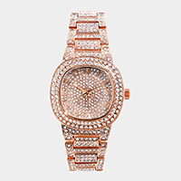 Rhinestone Embellished Metal Watch