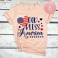 6PCS - Assorted Size GOD BLESS America Graphic T-shirts
