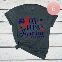 6PCS - Assorted Size GOD BLESS America Graphic T-shirts