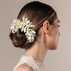 Stone Embellished Leaf Cluster Bun Wrap Headpiece