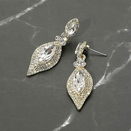 Marquise Stone Accented Dangle Evening Earrings