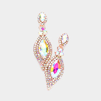 Marquise Stone Accented Dangle Evening Earrings