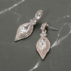 Marquise Stone Accented Dangle Evening Earrings
