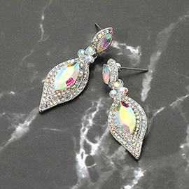 Marquise Stone Accented Dangle Evening Earrings