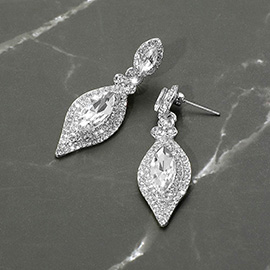 Marquise Stone Accented Dangle Evening Earrings