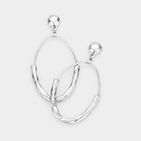 Irregular Open Metal Oval Dangle Earrings
