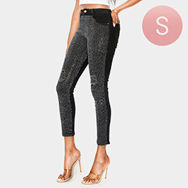 Bling Studded Destroyed Skinny Jeans