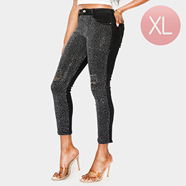 Bling Studded Destroyed Skinny Jeans