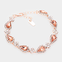 Crystal Glass Teardrop Evening Bracelet