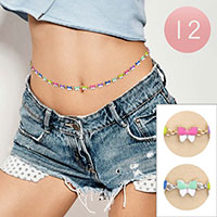 12pcs - Assorted Colorful Butterfly Metal Chain Waist Bands 