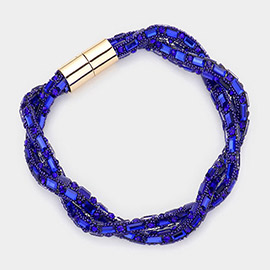 Stone Embellished Twisted Magnetic Bracelet