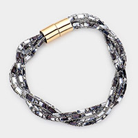 Stone Embellished Twisted Magnetic Bracelet 
