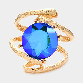 Round Glass Crystal Stone Hinged Bracelet