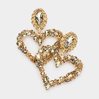 Glass Crystal Stone Heart Embellished Dangle Earrings