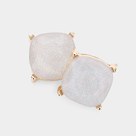 Glittered Cushion Square Stud Earrings
